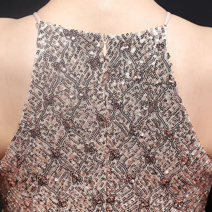 Long Neck Stapled Formal Dresses