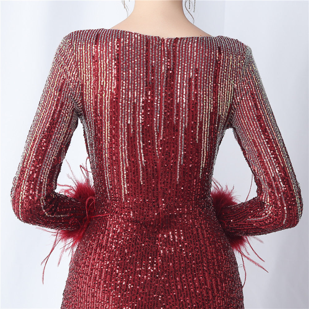 Ostrich Gradient Formal Dress