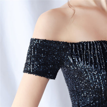 Gradient Beaded Formal Dress