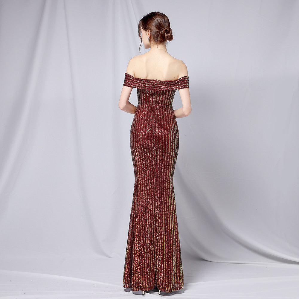 Off The Shoulder Fishtail Formal Dress
