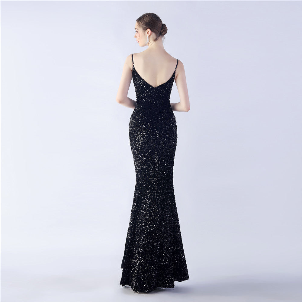 Azura Long Spaghetti Strap Evening Formal Gown