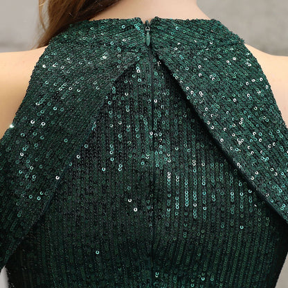 Short Sleeve Sequin Formal Dress