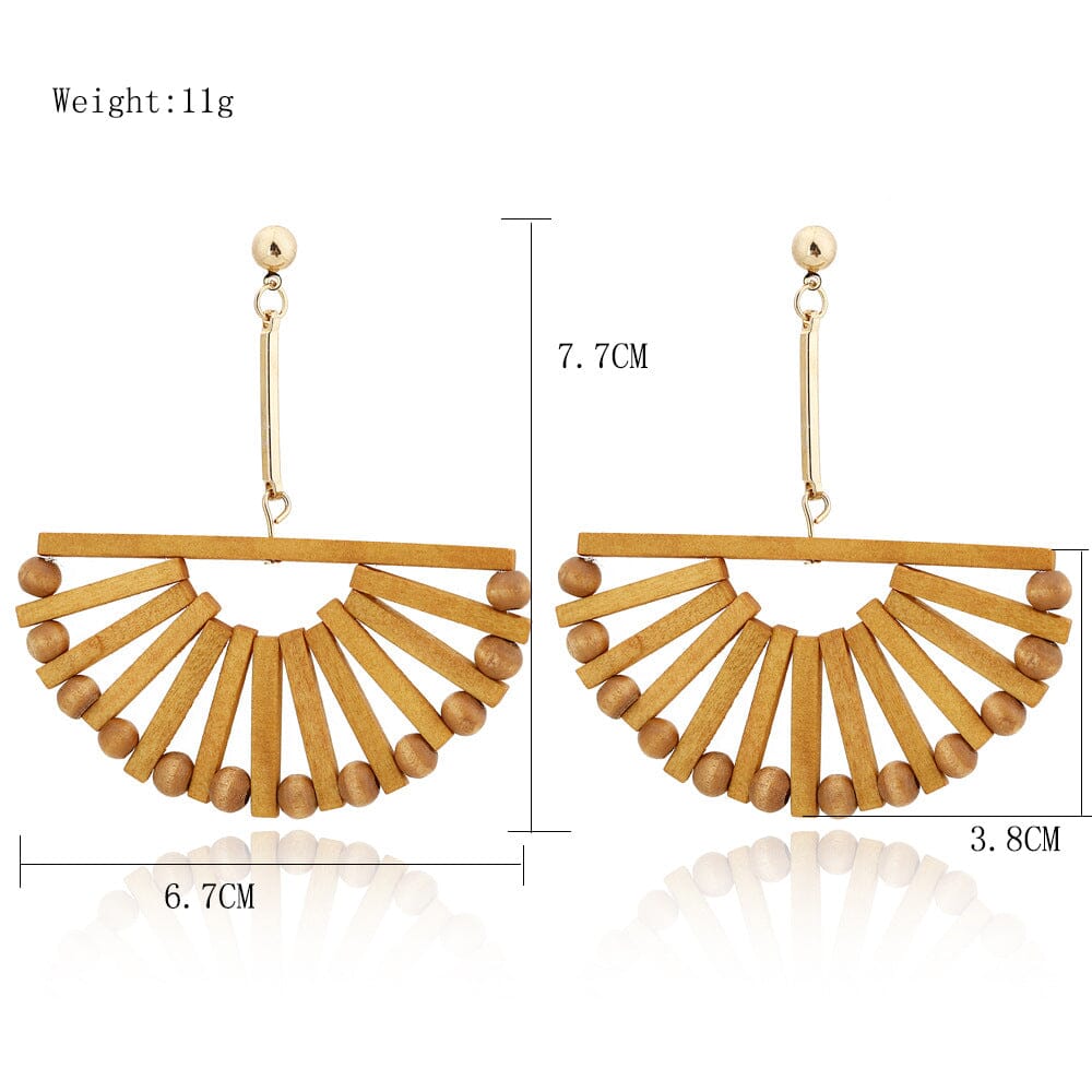 ウッドカットアウトスカラップイヤリング