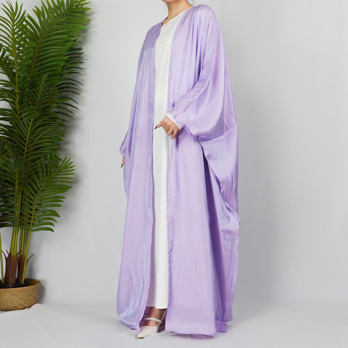 Muslim Fashion Shiny Silk Bat Sleeves Robe