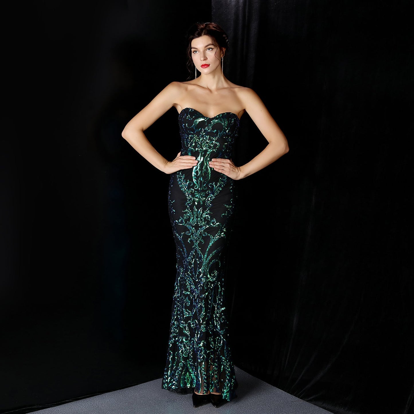 Sequined Formal Dresses with Short Front and Long Back