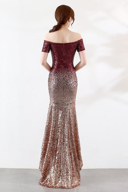 Gradient Beaded Formal Dress