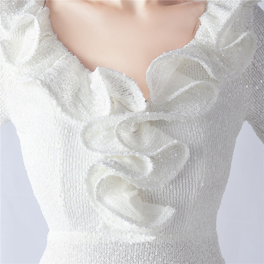 Ostrich Wave Beaded Formal Dress