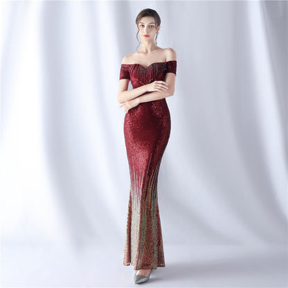 Gradient Beaded Formal Dress