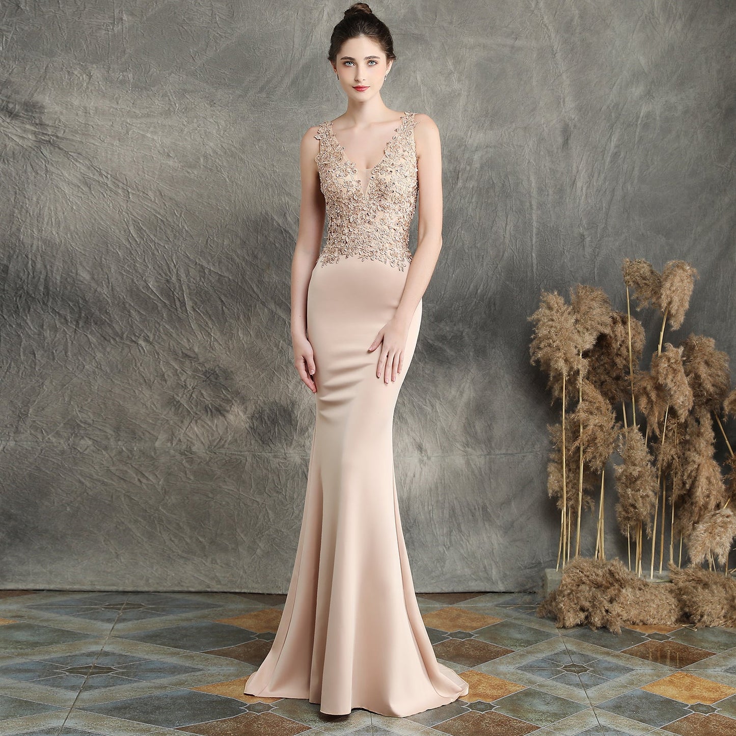 Handmade Applique Beaded Formal Dress