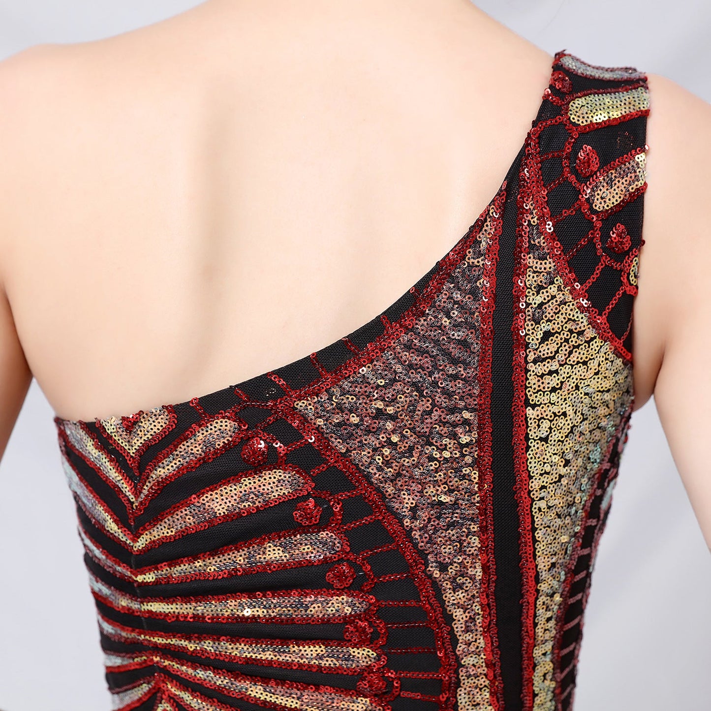 One Shoulder Sequin Fishtail Formal Dress