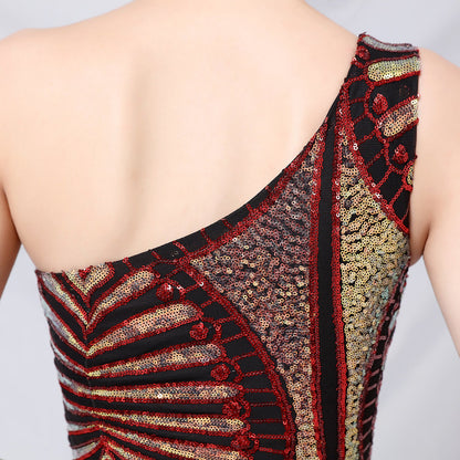 One Shoulder Sequin Fishtail Formal Dress