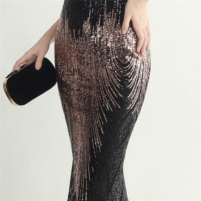 Ostrich Fur Halter Formal Dress