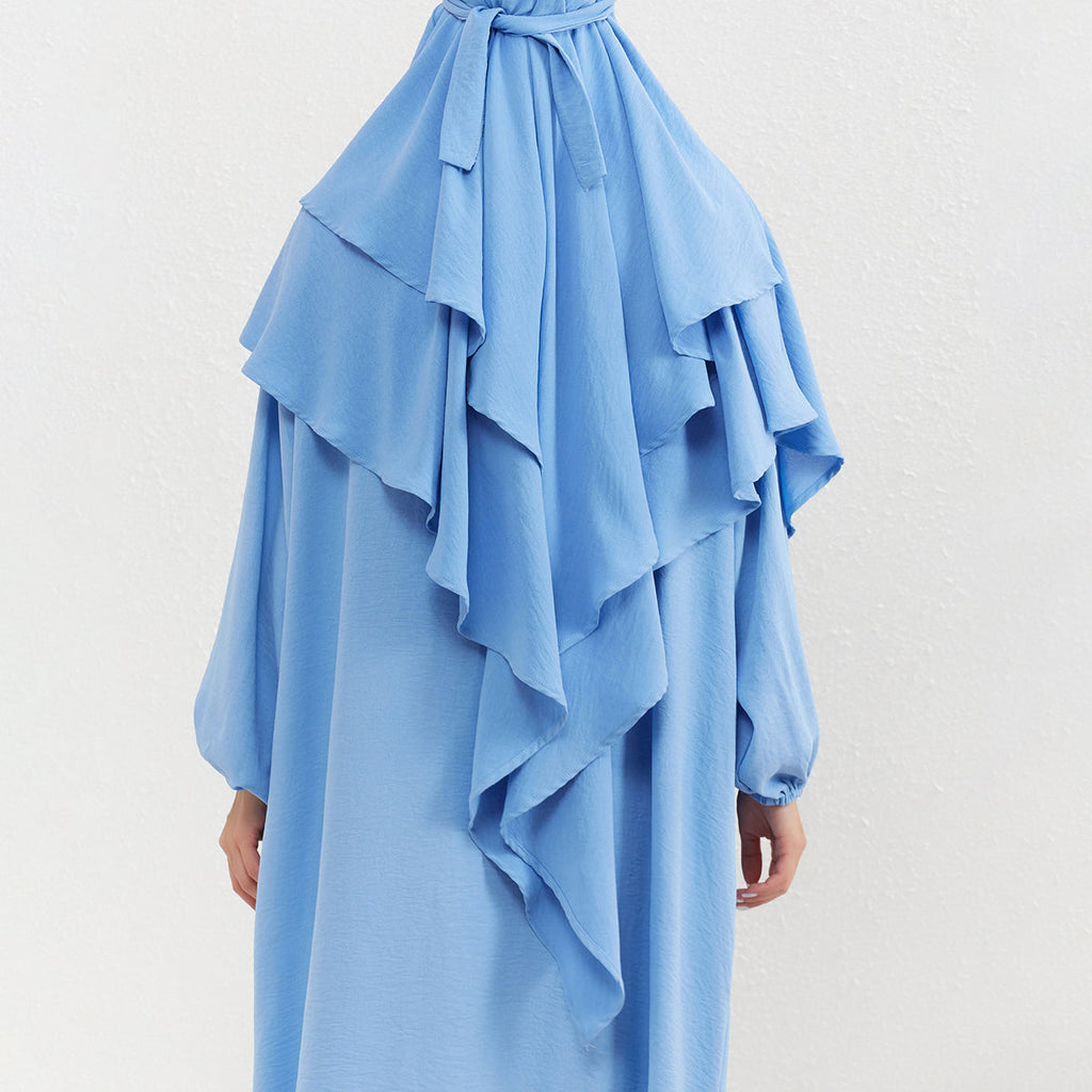 Crepe Abaya with Pockets + Layered Khimar Set