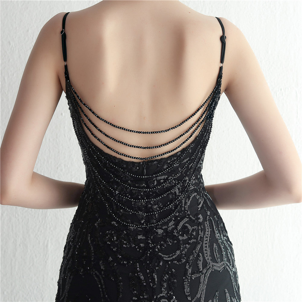 Positioned Floral Beaded Formal Dress