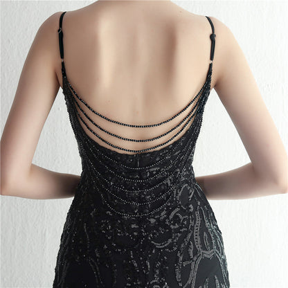 Positioned Floral Beaded Formal Dress