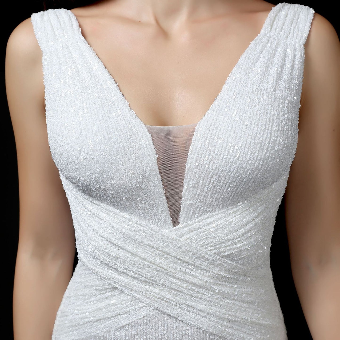 Long Sleeveless Sequin Formal Dress