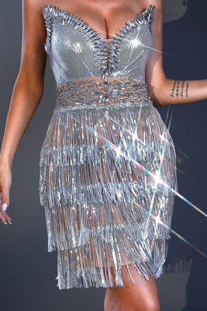 Ceryn Diamond Sequin Corset Dress