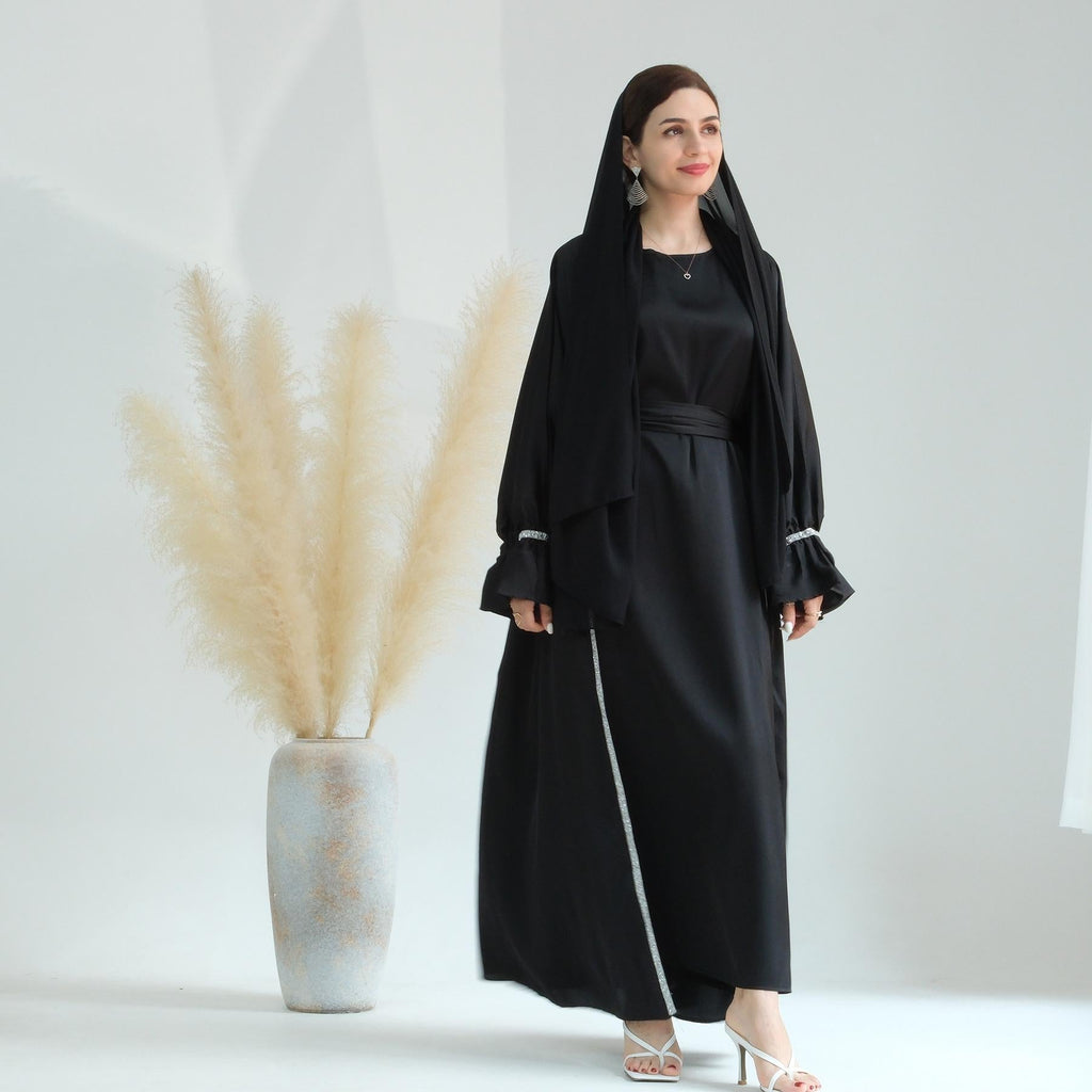 Beaded Trumpet Sleeve Robe and Sleeveless Skirt with Inside Two-piece Suit