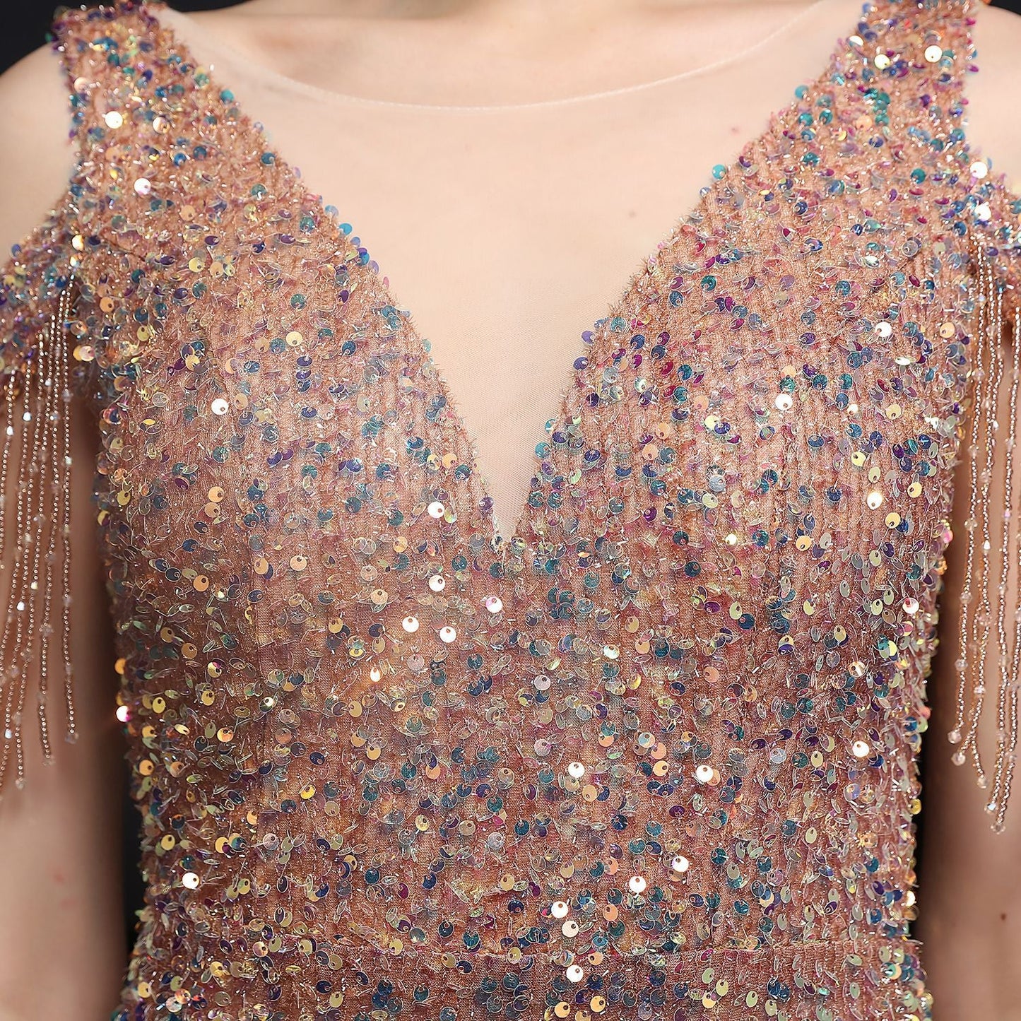 Illusion Beaded Formal Dress