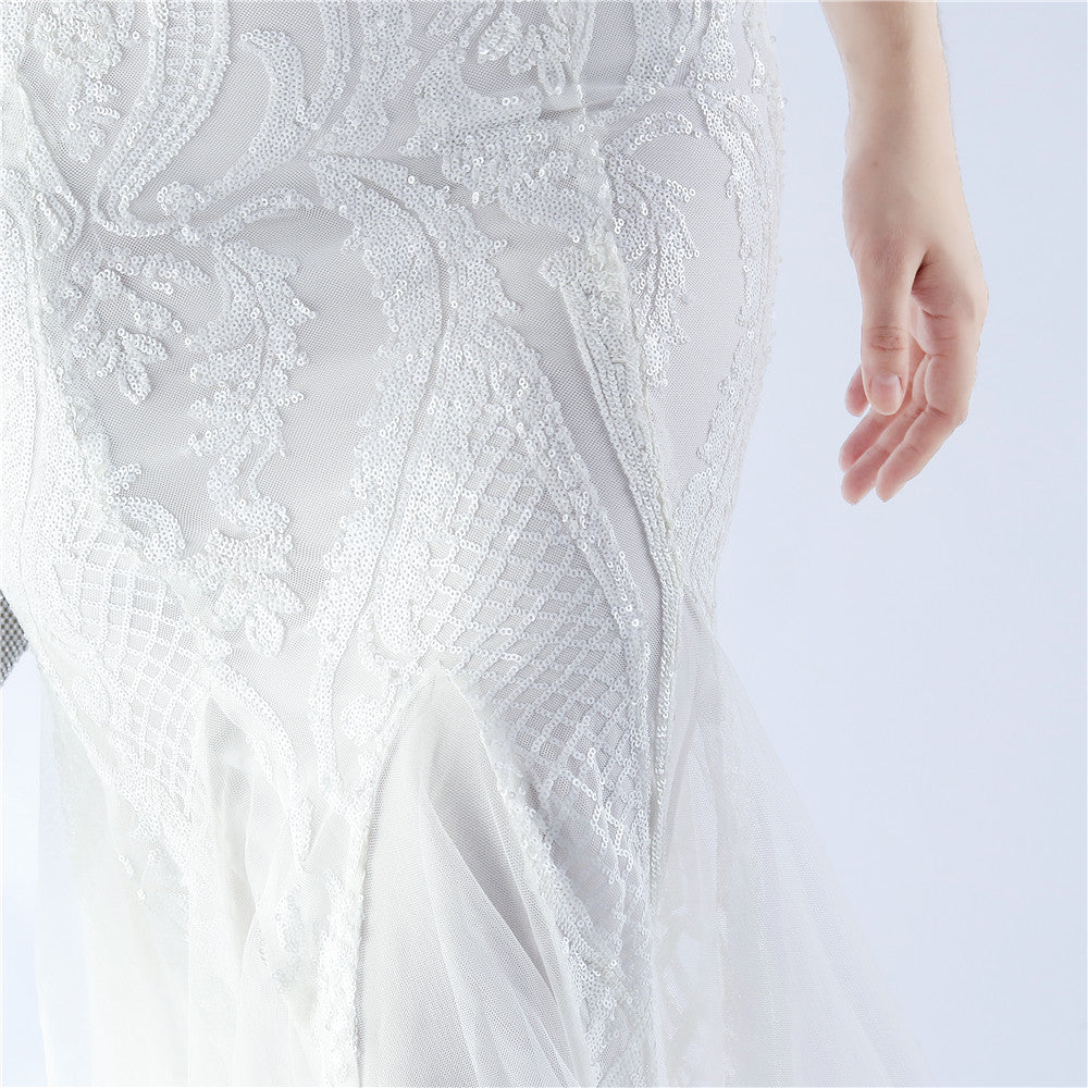 Mesh Sequined Formal Dress