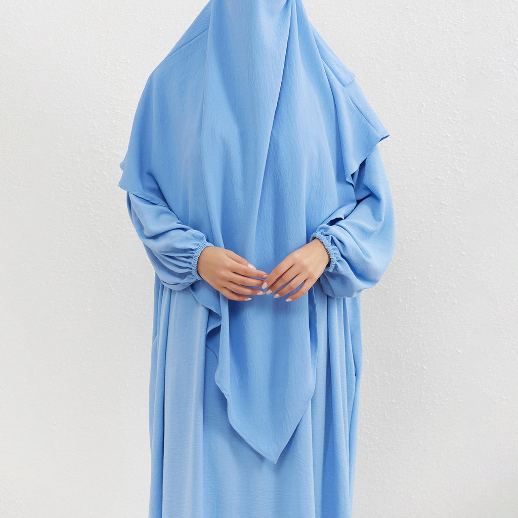 Crepe Abaya with Pockets + Layered Khimar Set