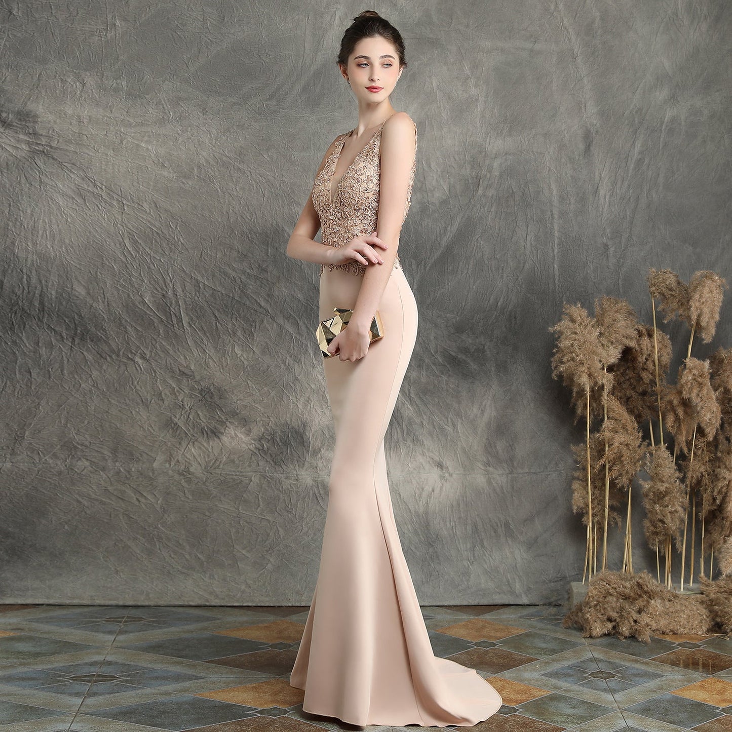 Handmade Applique Beaded Formal Dress