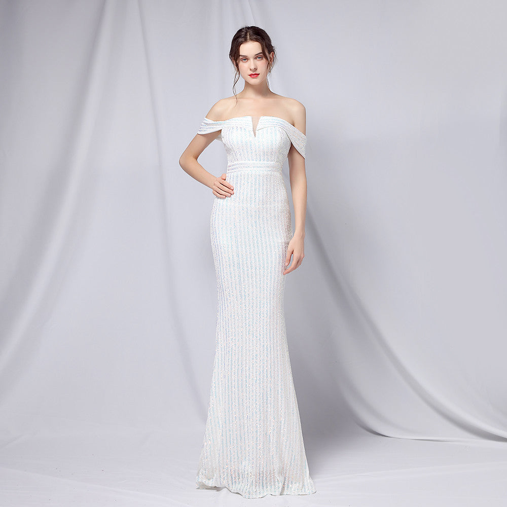 Off The Shoulder Fishtail Formal Dress