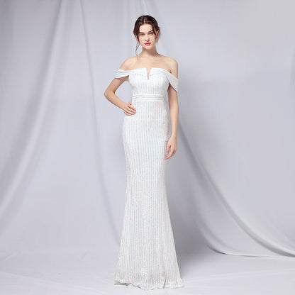 Off The Shoulder Fishtail Formal Dress