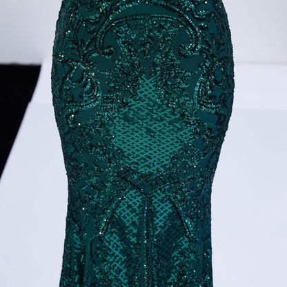 Neck Sequin Formal Dress