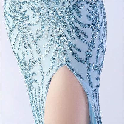 Camel Hair Side Split Formal Dress