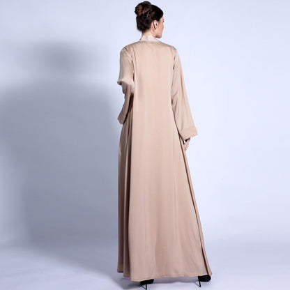 Solid Color Wide Cuff Cardigan Lace-up Dress