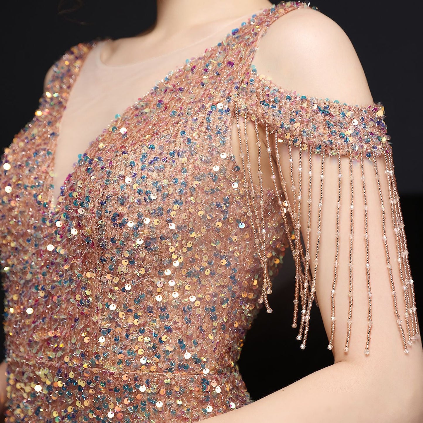 Illusion Beaded Formal Dress