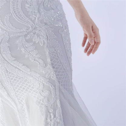 Beaded and Ostrich Fur Sequined Formal Dress