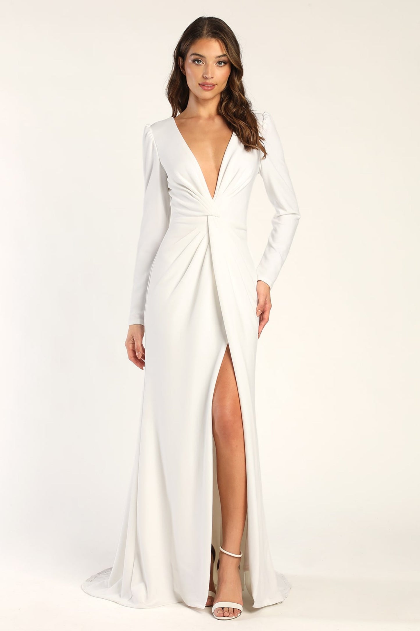 White Long Sleeve Mermaid Maxi Dress