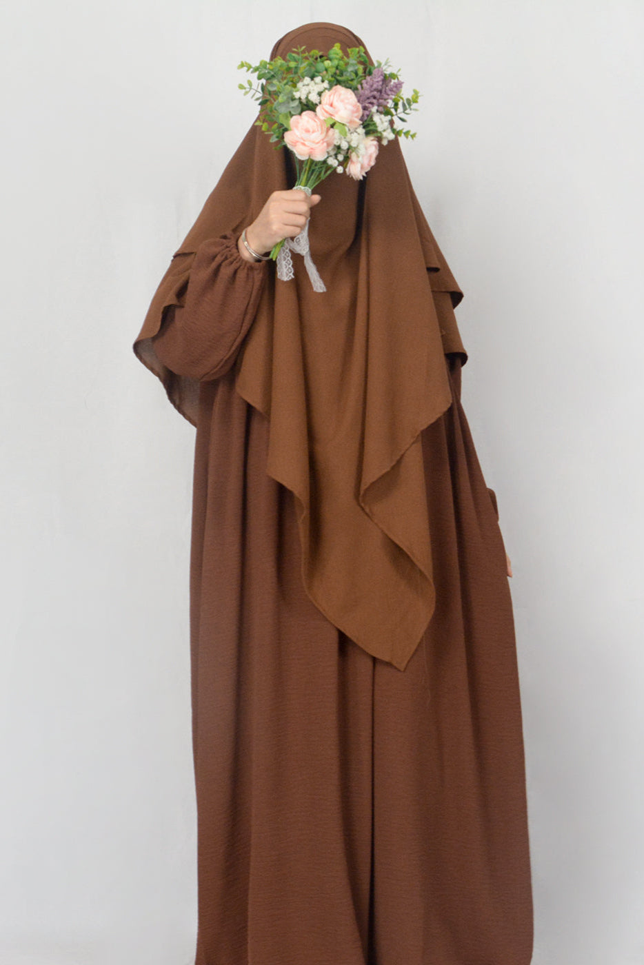 Crepe Abaya with Pockets + Layered Khimar Set