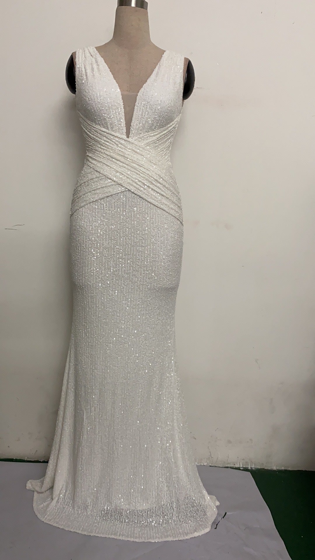 Long Sleeveless Sequin Formal Dress