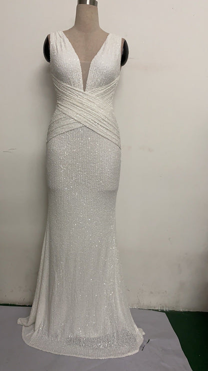 Long Sleeveless Sequin Formal Dress