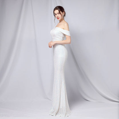 Off The Shoulder Fishtail Formal Dress
