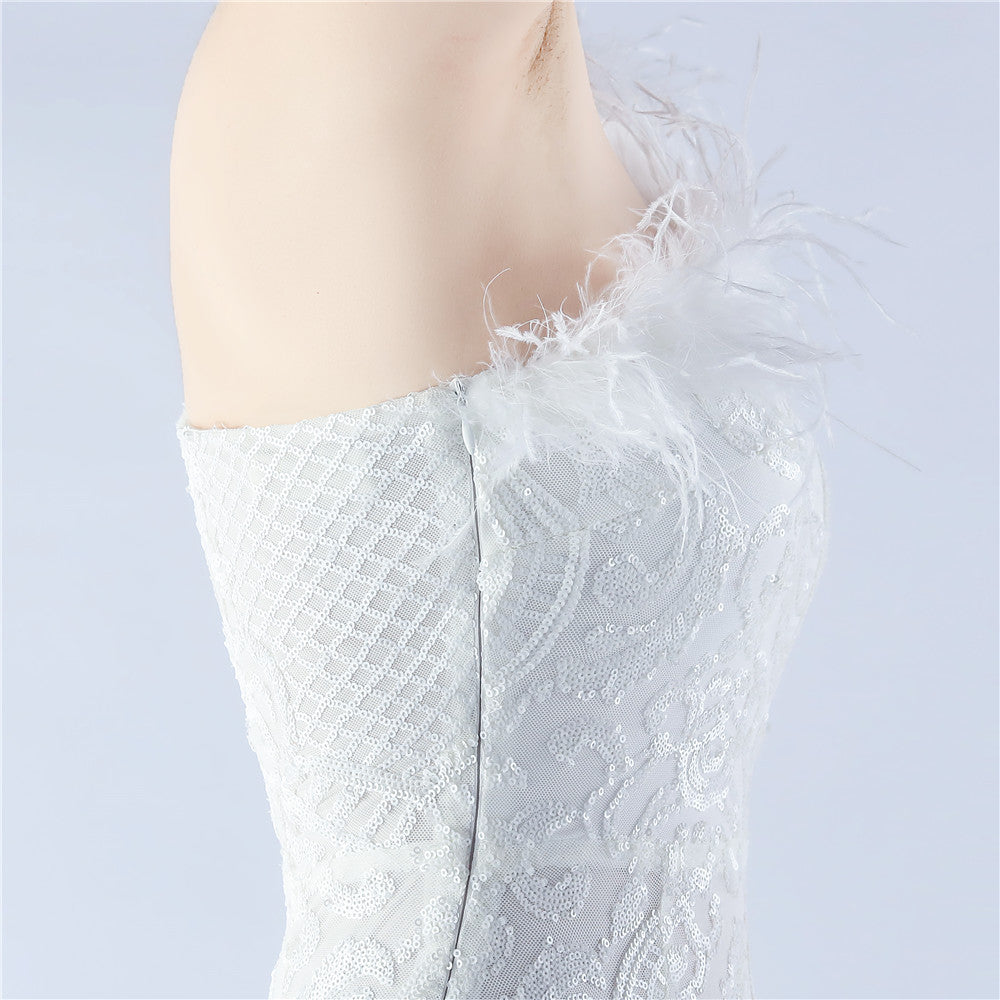 Mesh Sequined Formal Dress