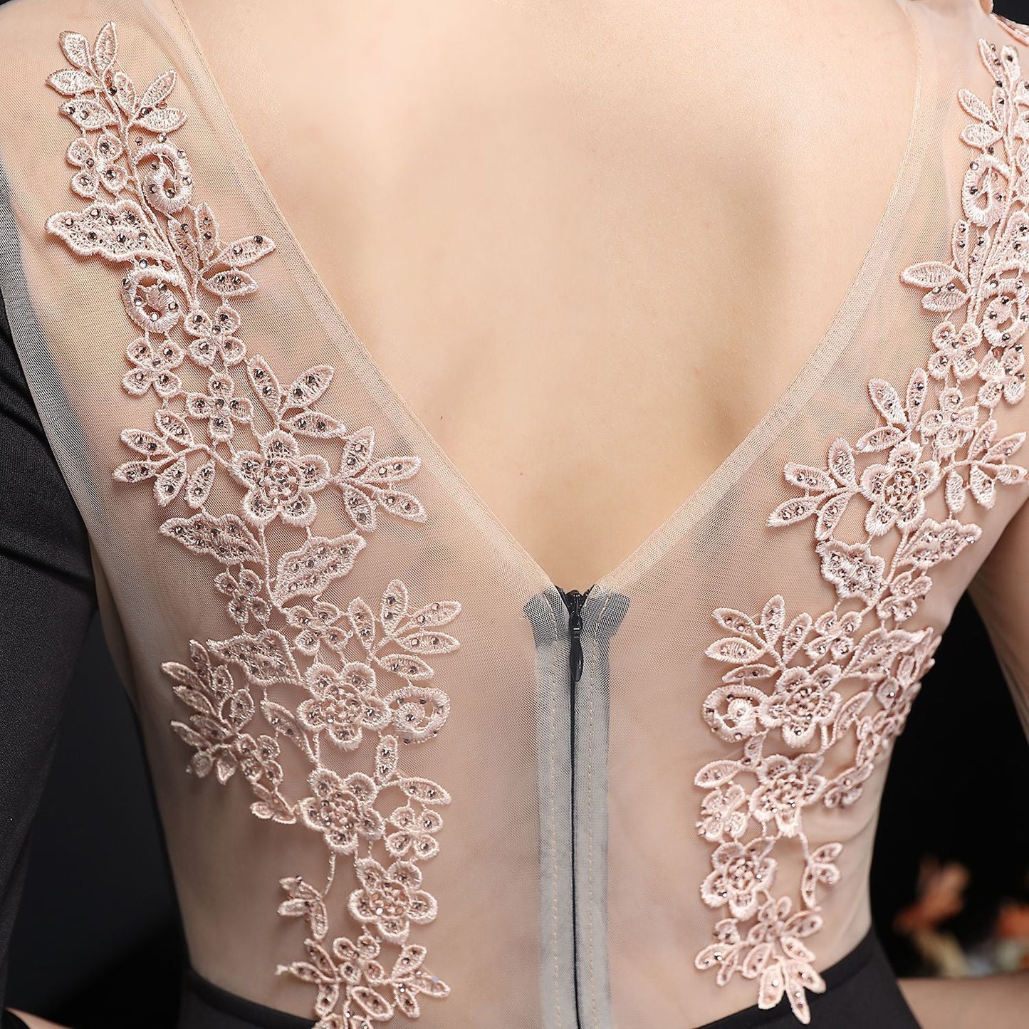 Lace Rhinestone Formal Dress