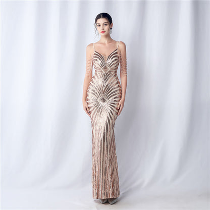 Beaded Halter Formal Dress