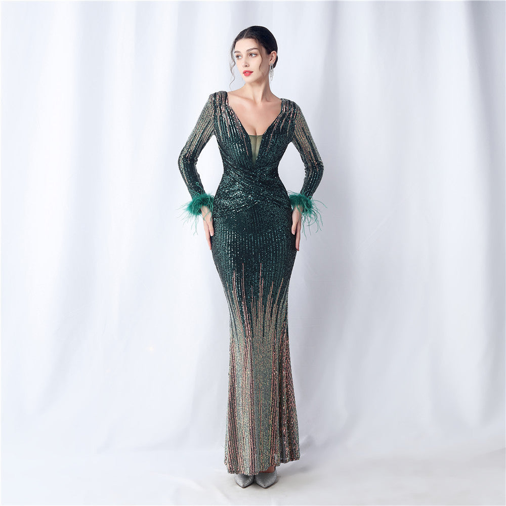 Ostrich Gradient Formal Dress