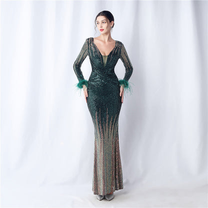 Ostrich Gradient Formal Dress