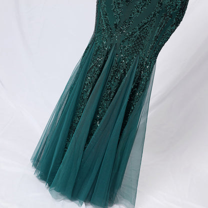 One Shoulder Beaded Formal Dress