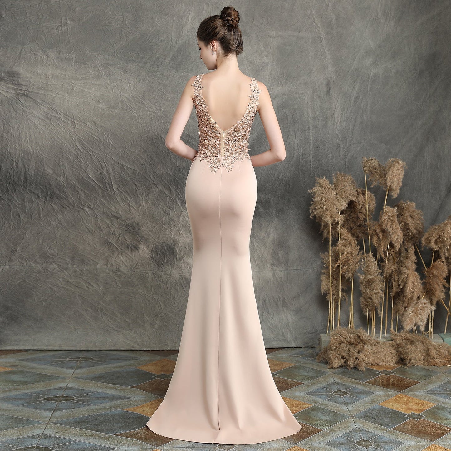 Handmade Applique Beaded Formal Dress
