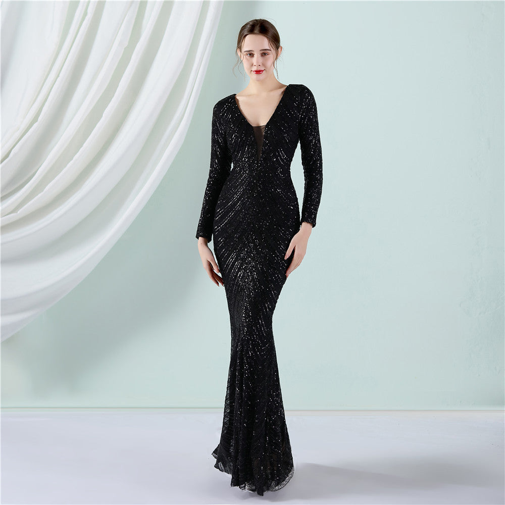 Sequined Fishtail Formal Dress