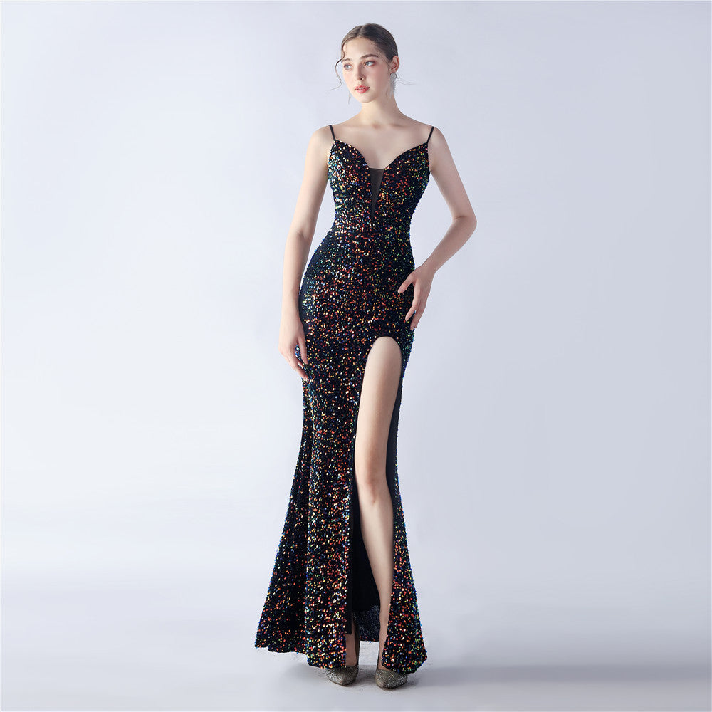 Azura Long Spaghetti Strap Evening Formal Gown