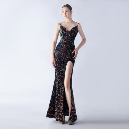 Azura Long Spaghetti Strap Evening Formal Gown
