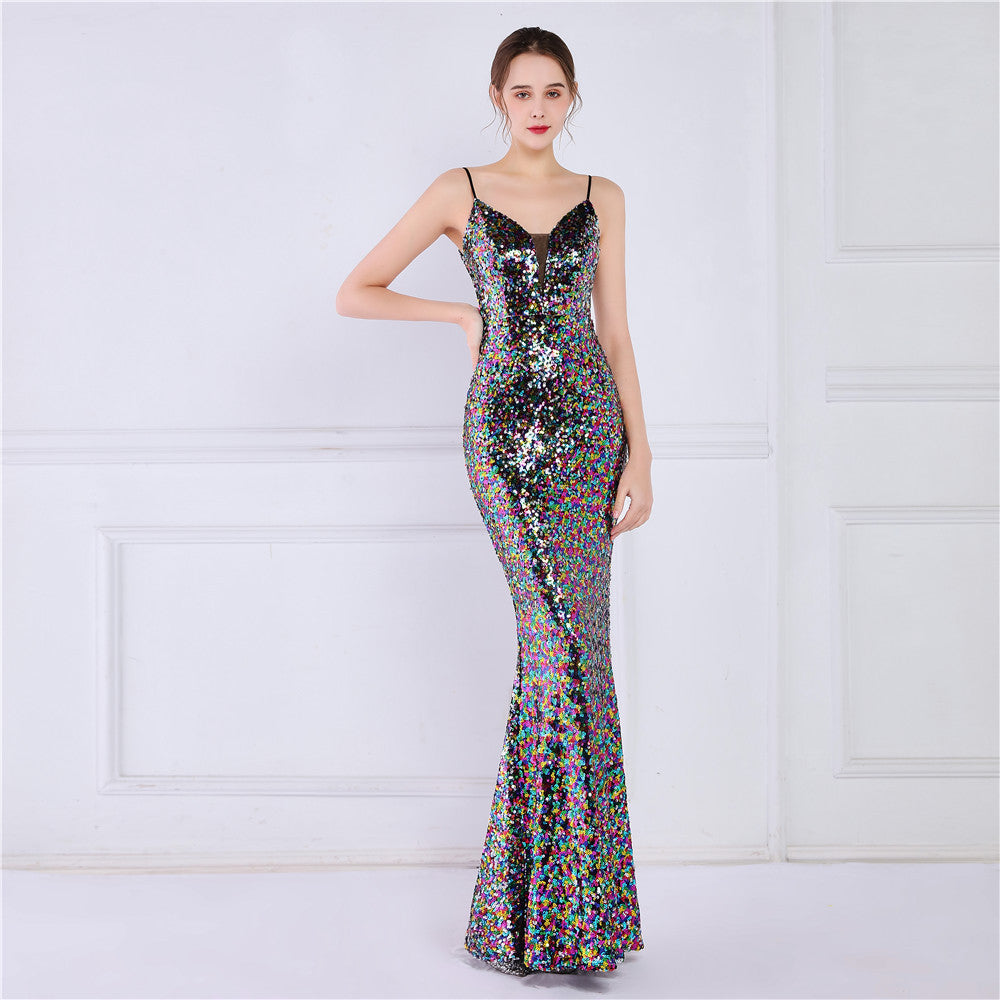 Beaded Position Flower Formal Dress