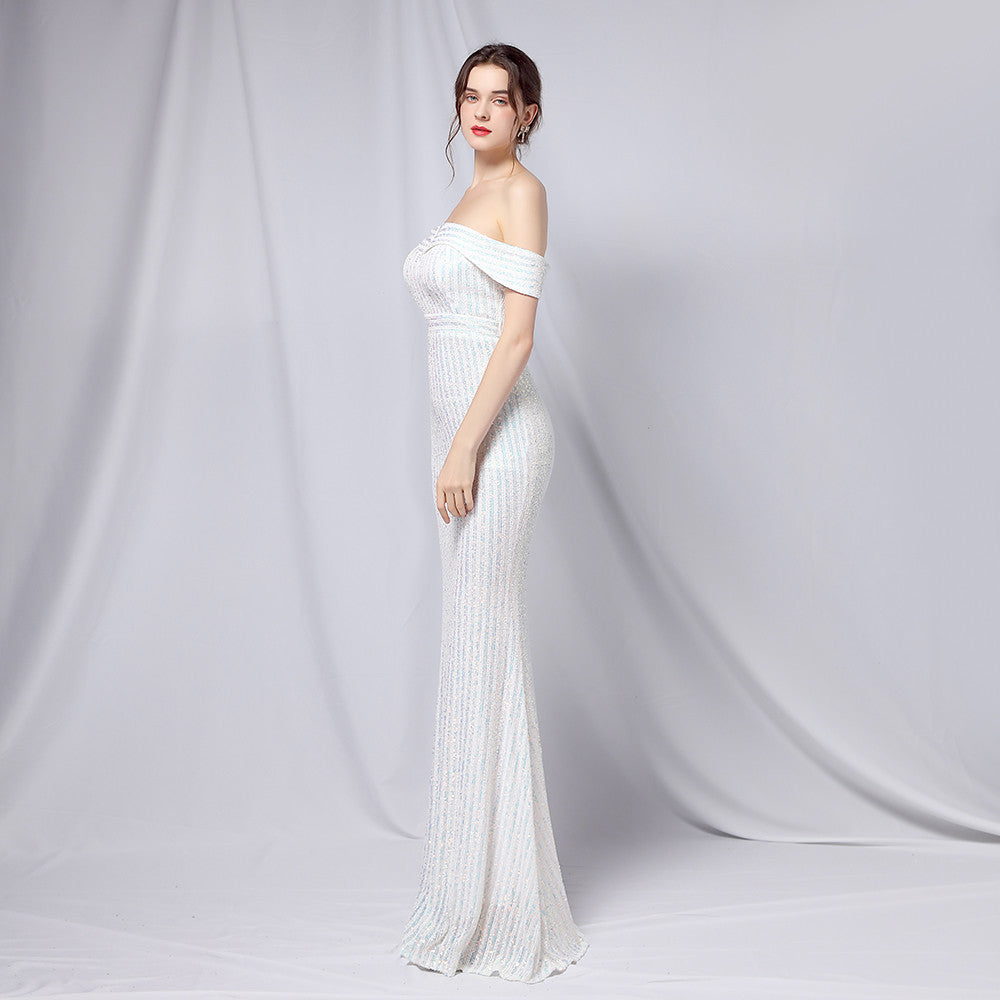 Off The Shoulder Fishtail Formal Dress
